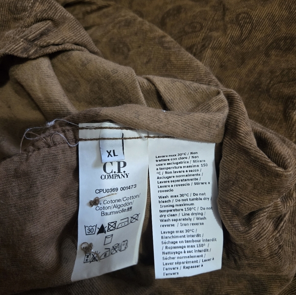 CP Company L/XL Paisley Corduroy Dress Brown Button Up Shirt - Picture 3 of 8